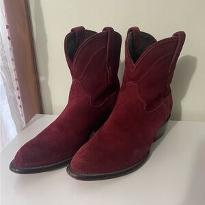 Tecovas Maroon Suede Boots